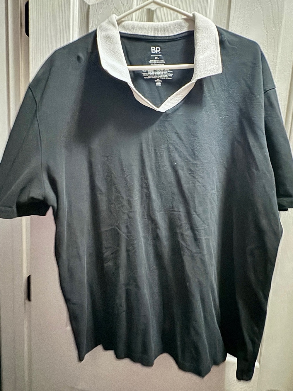 bp Men’s Dark Gray Polo with Contrast Cream Collar